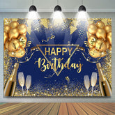 Gold Funkeln Ballon Wein Glas Glücklich Geburtstag Hintergrund